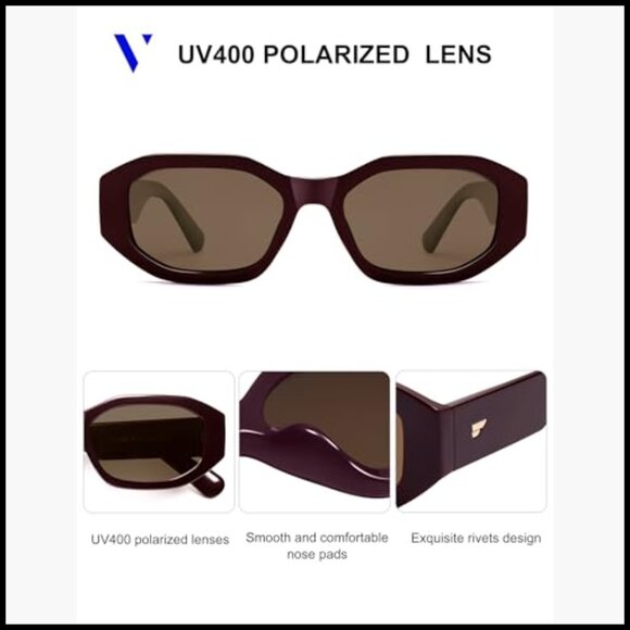 Polarized Hexagon Sunglasses Retro 90s Square Frame Unisex main image 4